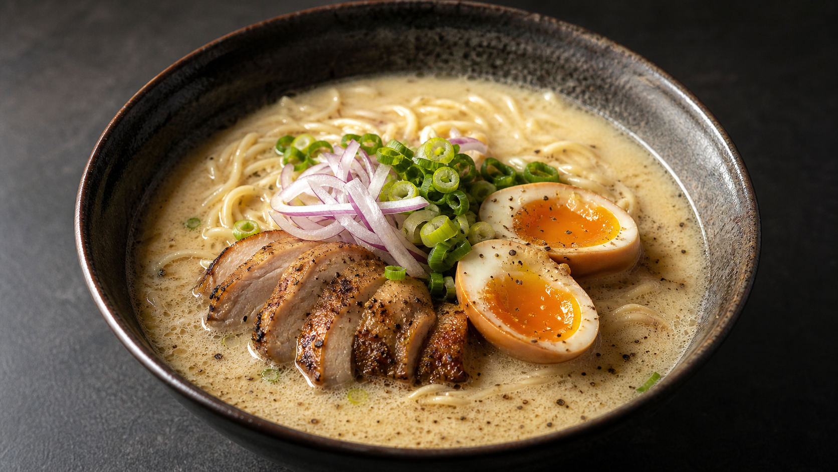 焦がし鶏白湯ラーメンの完成写真